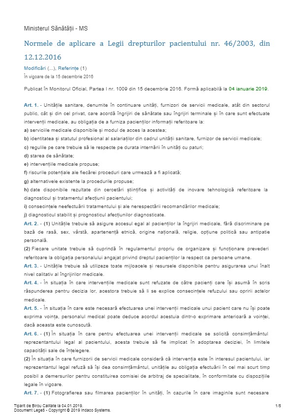 Coperta Normele de aplicare a Legii 46/2003